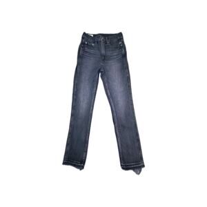 Gap Vintage Slim High Rise Sz 25|0 Jeans Washed Black Raw Hem Cotton Za1-49